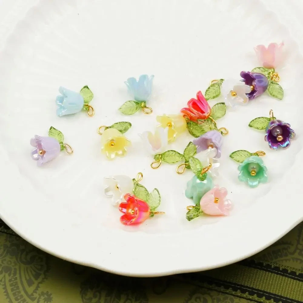 Hairpin Jewelry Making For DIY Bracelet Making Kit DIY Crafts Loose Beads Bell Orchid Beads Lampwork Beads Flora Leaves Beads