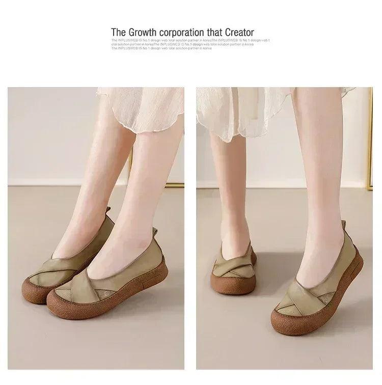 Authentic anti skid slip on leather flat shoes ladies shallow loafers woman comfy soft moccasin