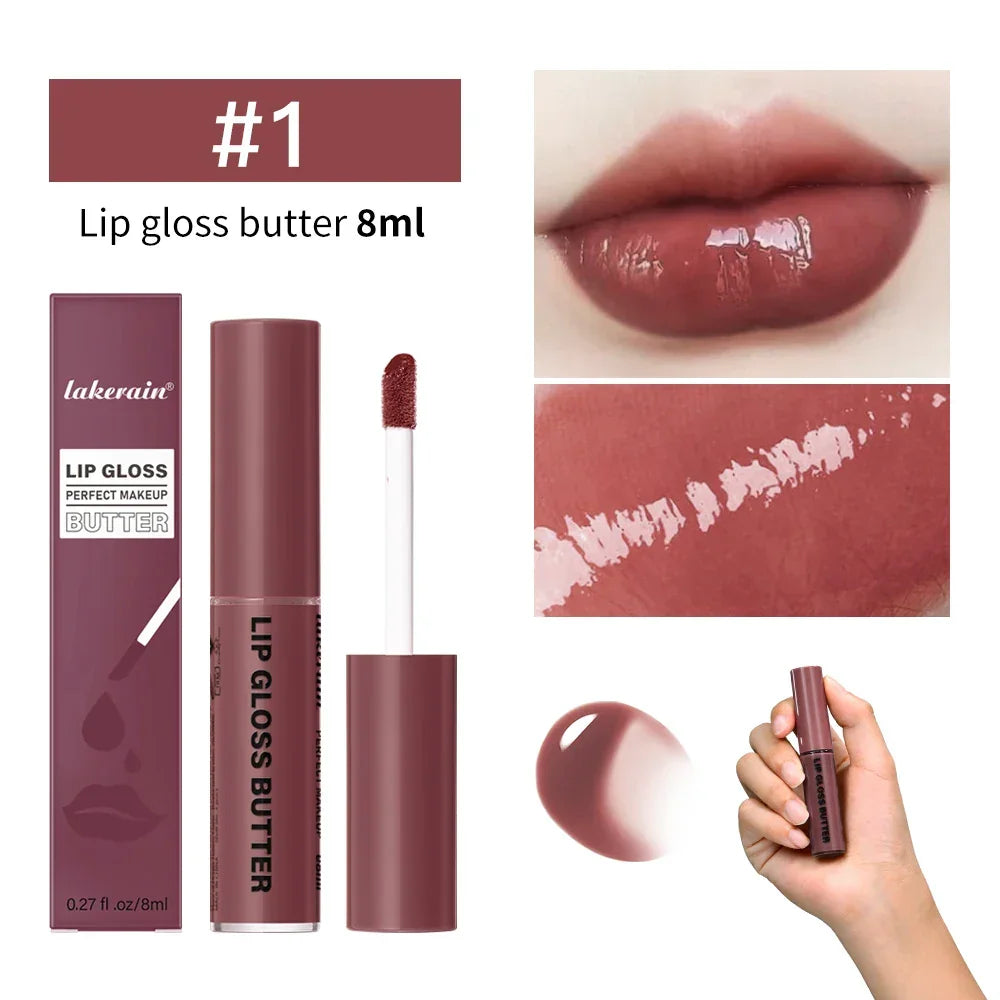 8ml Butter Non-stick Cup Gloss Lip Gloss Moisturizing Mirror Lip Gloss Lasting Color Lip glaze Dye Lip Liquid Makeup For Women
