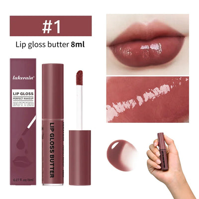 8ml Butter Non-stick Cup Gloss Lip Gloss Moisturizing Mirror Lip Gloss Lasting Color Lip glaze Dye Lip Liquid Makeup For Women