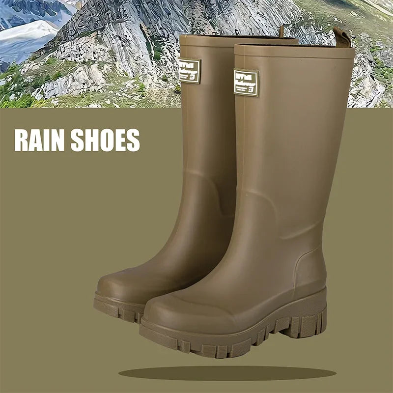 Women Waterproof Boots New Style Elastic Mouth Ankle Boots Mid Top Rain Shoes Non Slip Outdoor Indoor Chelsea Water Boot Woman