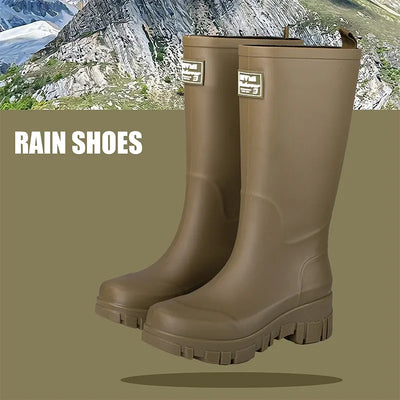 Women Waterproof Boots New Style Elastic Mouth Ankle Boots Mid Top Rain Shoes Non Slip Outdoor Indoor Chelsea Water Boot Woman