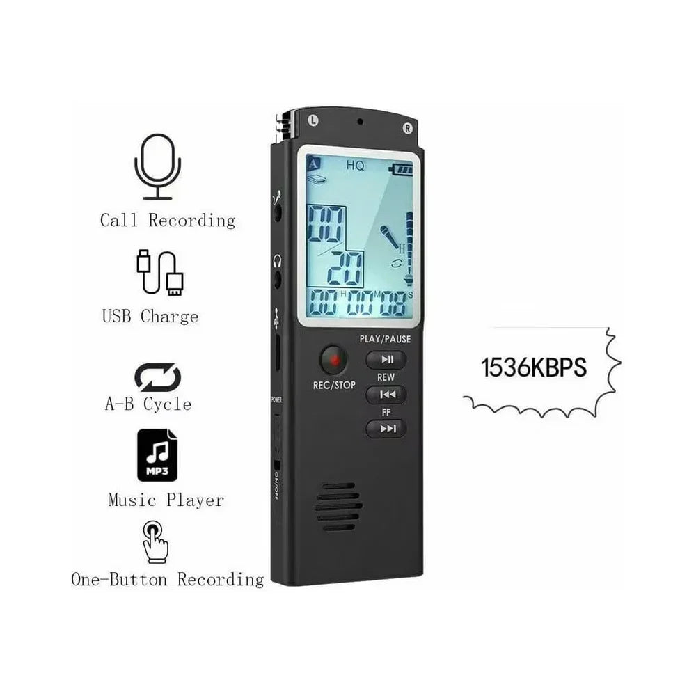 Voice Recorder - Voice Activated Recorder with Earphone & USB Charge Cable, Digital Voice Recorder with Playback for Lectures &