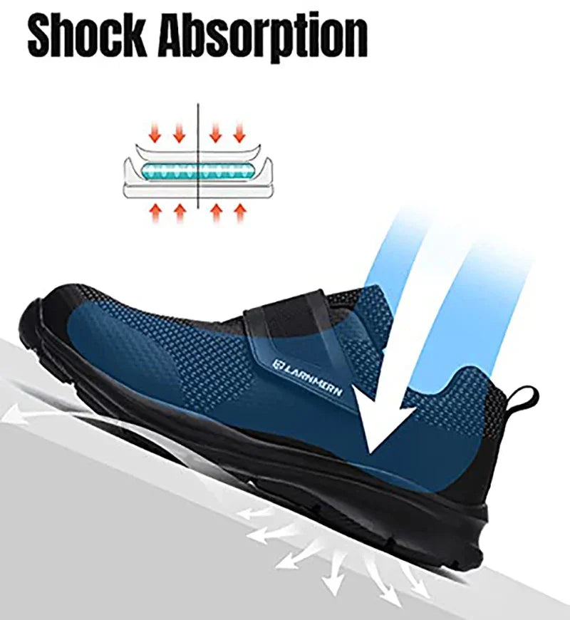 LARNMERN Men's Safety Shoes Steel Toe Construction Protective Footwear Lightweight 3D Shockproof Work Sneaker Shoes Size 42