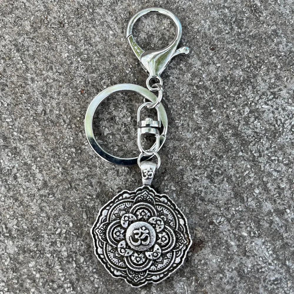 Nostalgia Mandala Yoga Keychain For Women Lotus Key Holder Accessories Buddhism Jewelry