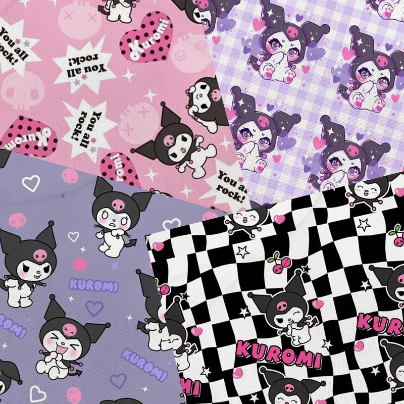 Cartoon Kuromi printed polyester cotton Fabric Clothes Patchwork Quilting DIY pet cloth bag fabric F4158