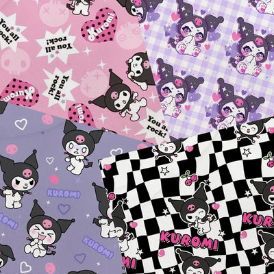 Cartoon Kuromi printed polyester cotton Fabric Clothes Patchwork Quilting DIY pet cloth bag fabric F4158