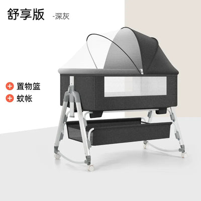 Multi Functional Baby Crib with Foldable Height Adjustment Splicing, Portable and Movable Bedside Swing, Cradle, Sleeping Bed