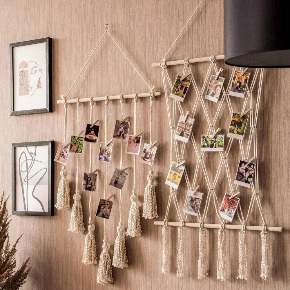 Nordic style wall tapestry hand woven home decor with tassels photo background living room boho bedroom hanging art