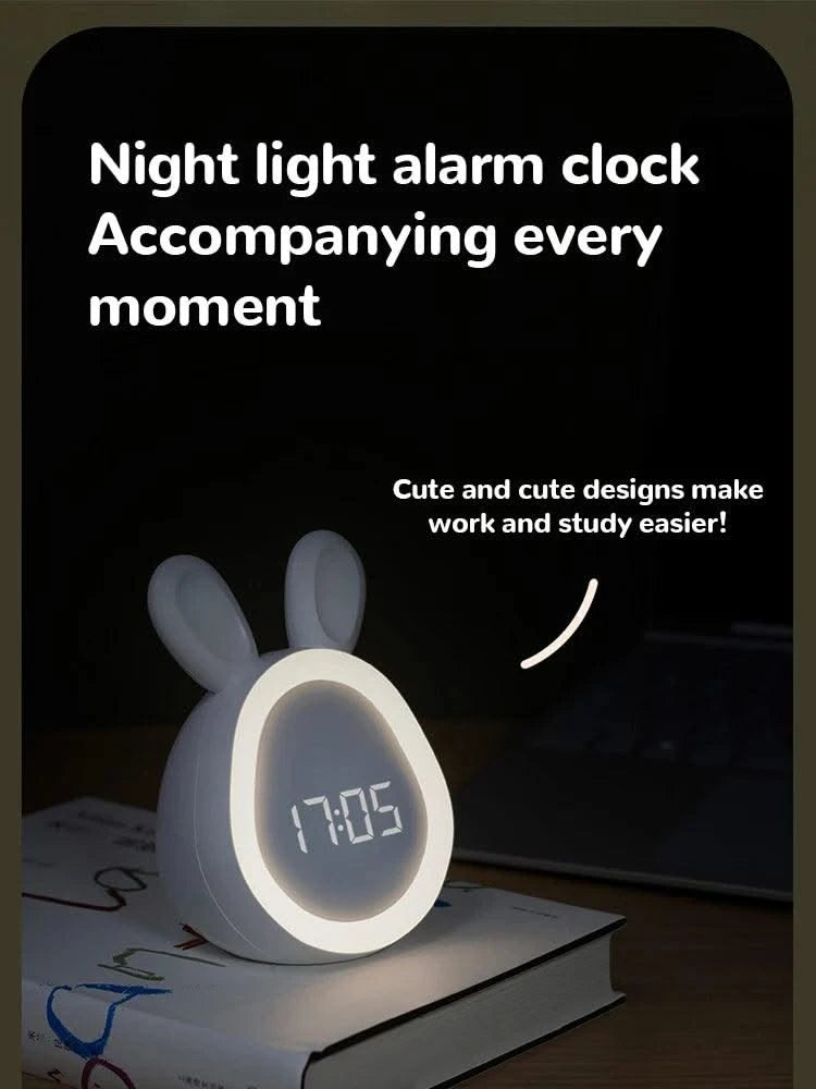 Kids Cute Rabbit Alarm Clock With Night Light Stepless Dimming Led Digital Alarm Clock For Boys Girls