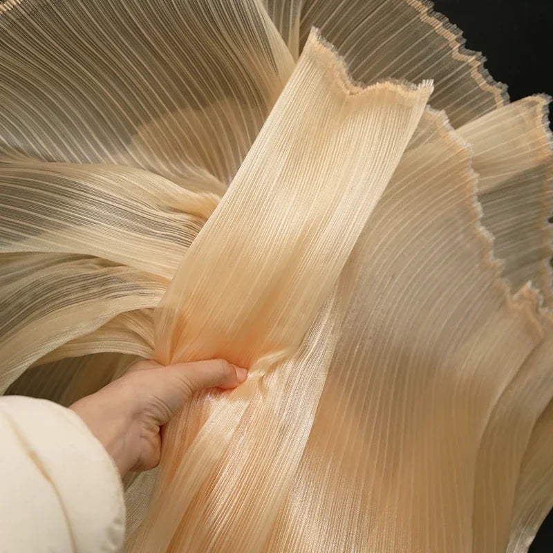 Bright Wrinkled Texture Organza Fabric for Wedding Decoration Background Yarn Floral Design Plastic Fabrics Cloth Diy Sewing