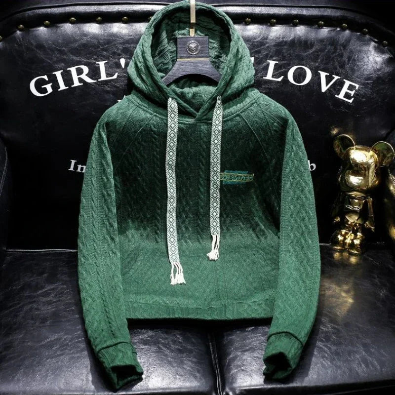 Sweatshirts for Man Cropped Hooded Men's Clothing Solid Green Hoodies Novelty and Cheap New in Loose Designer Streetwear Cotton