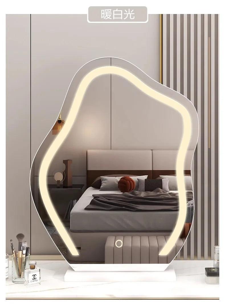 Lights irregular decorative mirrors jewelry standing asymmetrical bedroom mirror floor aesthetic espelho furniture