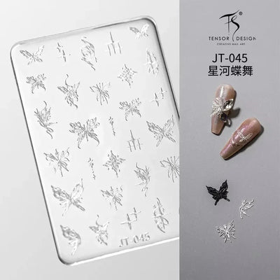 Geometric Bowknot Grid Lace Flora Edge Nail Art Silicone Carving Mold Mould Star Daisy Flower Charms Bow Tie Snowflake Template