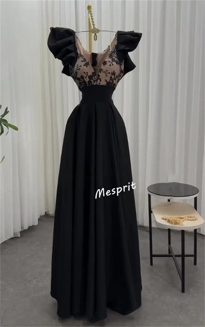 Customized Jersey Sequined Pleat V-neck A-line Long Dresses Bespoke Occasion Women's Evening Elegant Party Wedding Guest Glitter