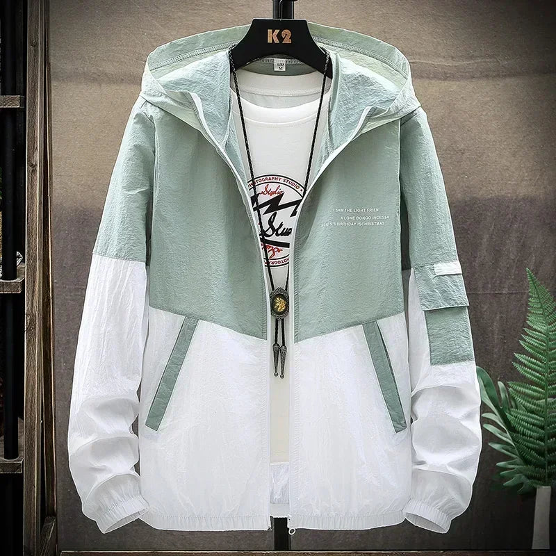 Summer Hooded Jacket Men Women Waterproof Sun Protection Clothing Fishing Hunting Clothes Quick Dry Skin Patchwork Windbreaker