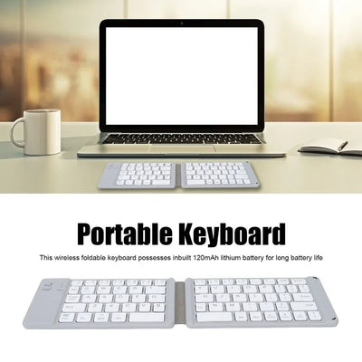 Mini Wireless Folding Keyboard Slim Design Lightweight Bluetooth Keyboard Portable Rechargeable Foldable Keyboard Notebook