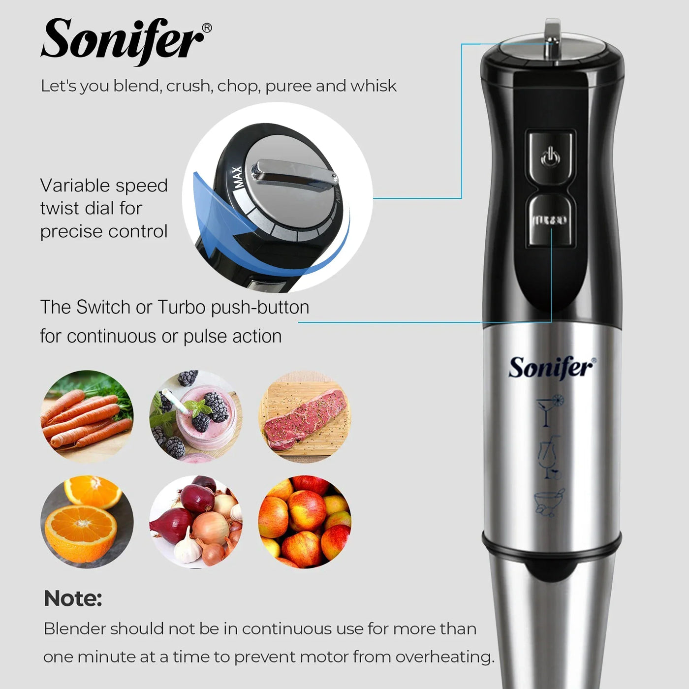 10 in 1 Food Processor 800 W Stainless Steel 15 Speed Four Blades With whisk, juicer, jam maker, meat grinder, vegetable slicer