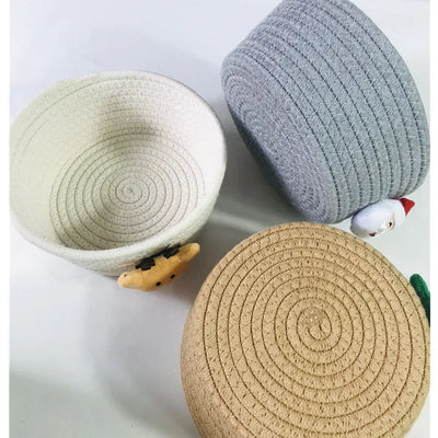Hand Woven Storage Basket Christmas Present Candy storage Baskets Cartoon Kids Toys Desktop Organizer Sundries Storage Box