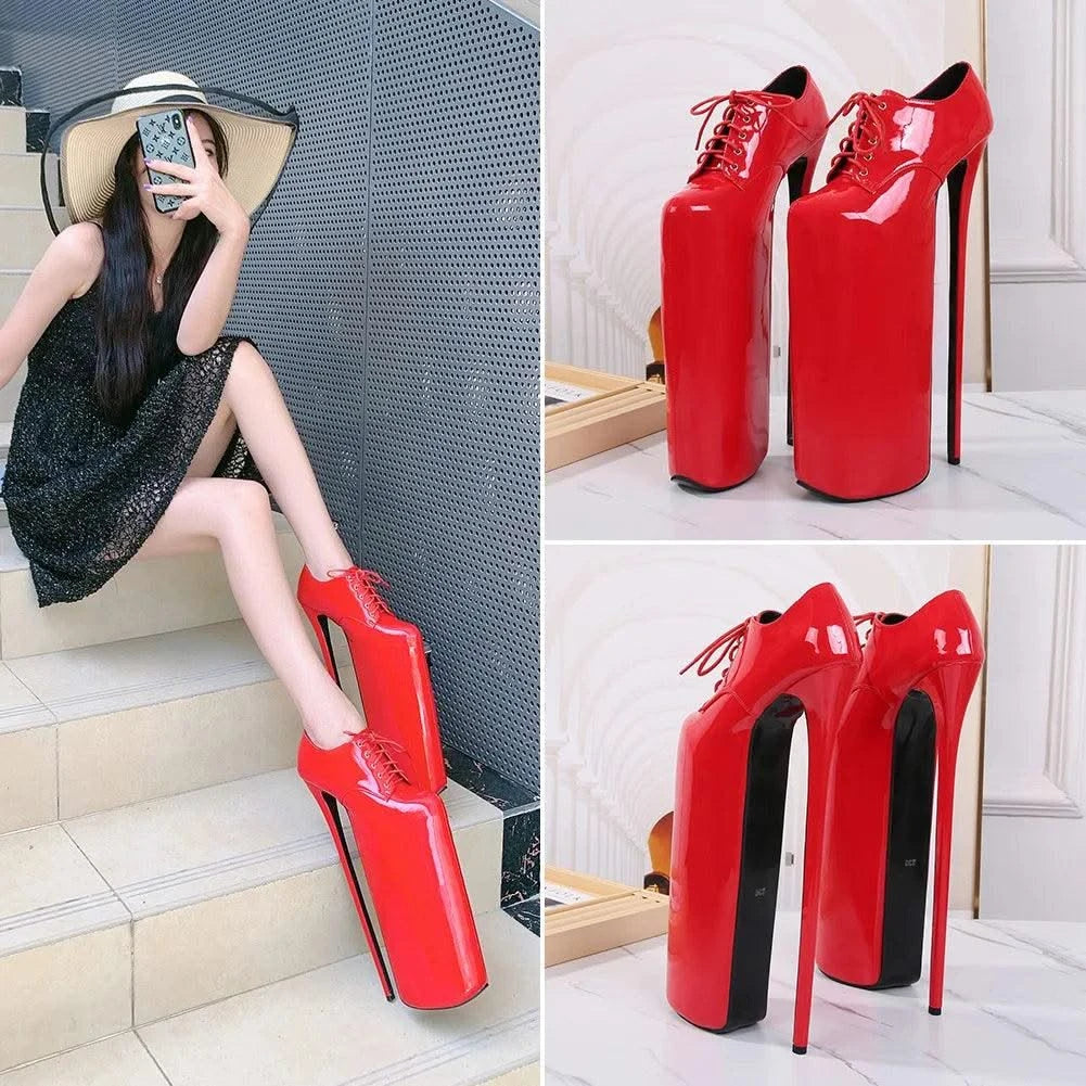 Women's Waterproof Platform High Heel Shoes 30cm | Lace up Fashion High Heel Shoes New | Trendy Model Shoes
