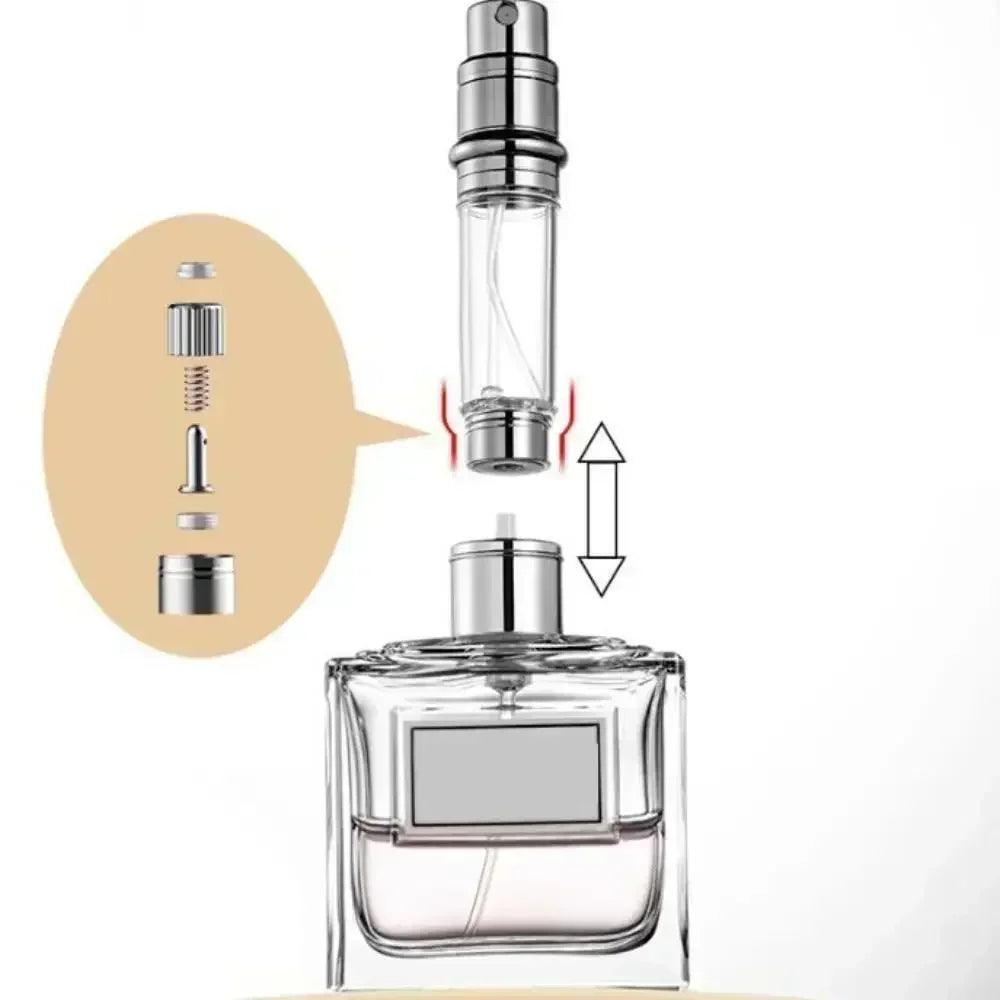 Luxury bottom-filled perfume bottle aluminum self-pumping 5ml real leather spray cologne moisturizer fragrance