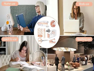 Complete Office Supplies Set -Acrylic Stapler Tape Holder Pen Holder Ballpoint Pens Scissors Binder Paper Clip Staples