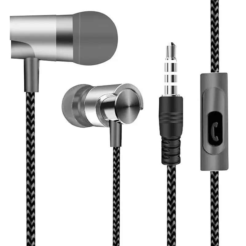 3.5mm Wired Headphones Noise Canceling In-Ear Sports Earphone Dual Driver Bass Stereo Gaming Headset HiFi Music Earbuds With Mic