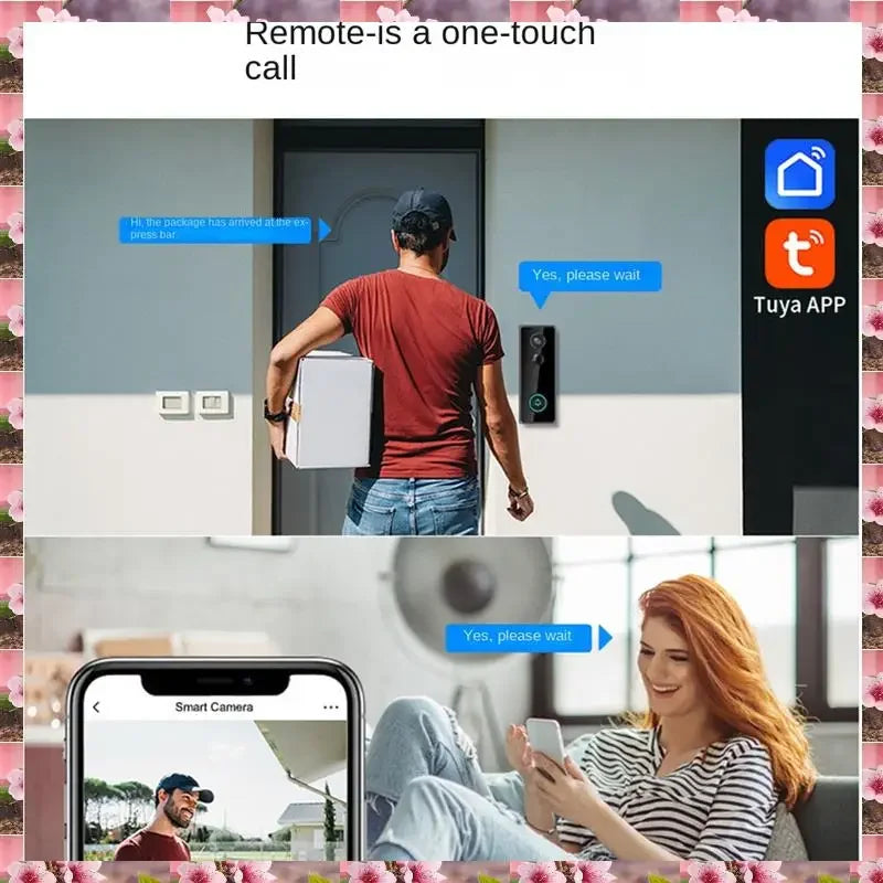 2025 Doorbell Camera Wireless Outdoor With Chime,180° Head-To-Toe View, 2K Video Doorbell No Subscription,Tuya 2.4Ghz Wifi,Doorb