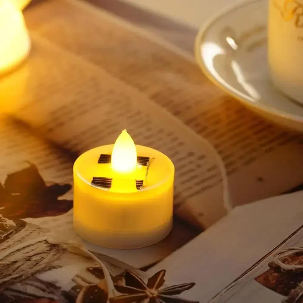 Solar candle tea lamp smokeless simulation led electronic outdoor christmas halloween wax