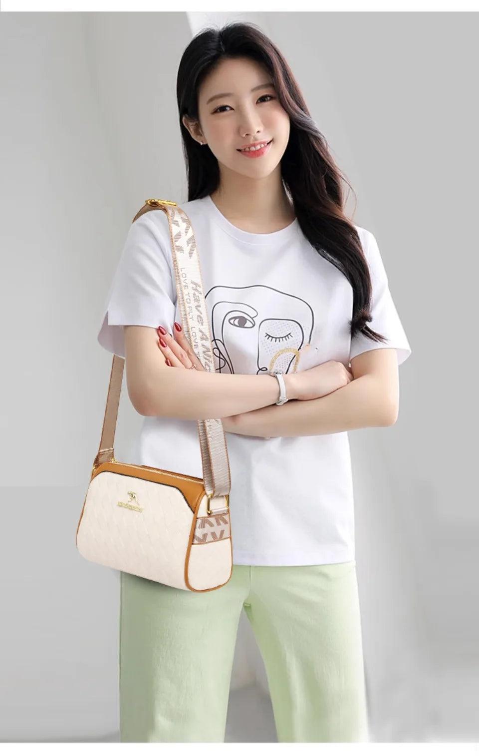 Luxury handbags women bags designer crossbody for mother soft pu leather shoulder purses handbag clutch 3 layers sac