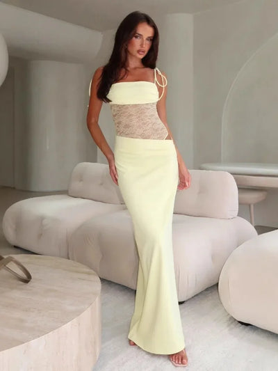 Lace-up Long Dresses For Women Evening Party Clothing Asymmetrical Lace Bodycon Vestidos De Mujer Sleeveless Robe Femme Été