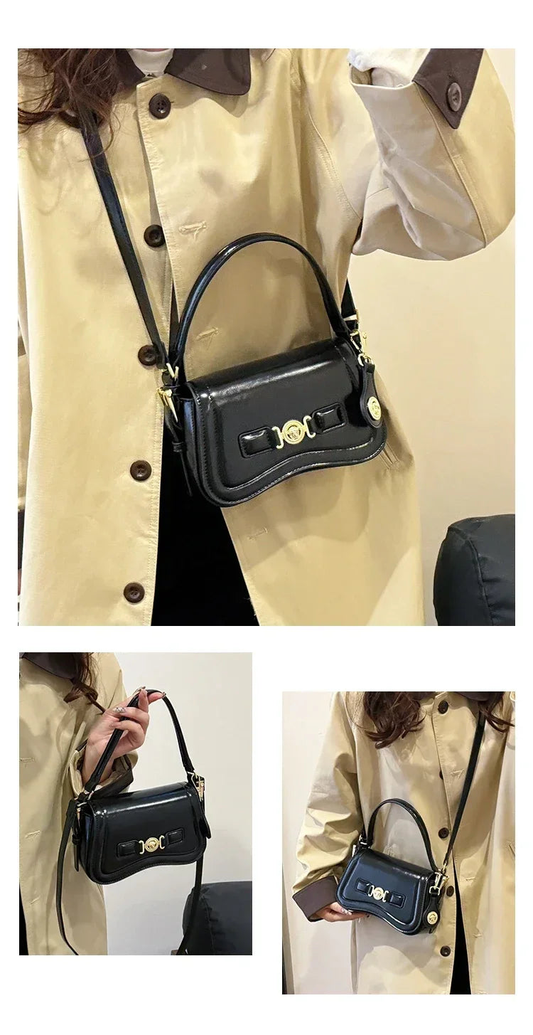 Designer Style Crossbody Bag for Women Genuine Leather Shoulder Handbag Ladies Compact Wallet Phone Holder Purse