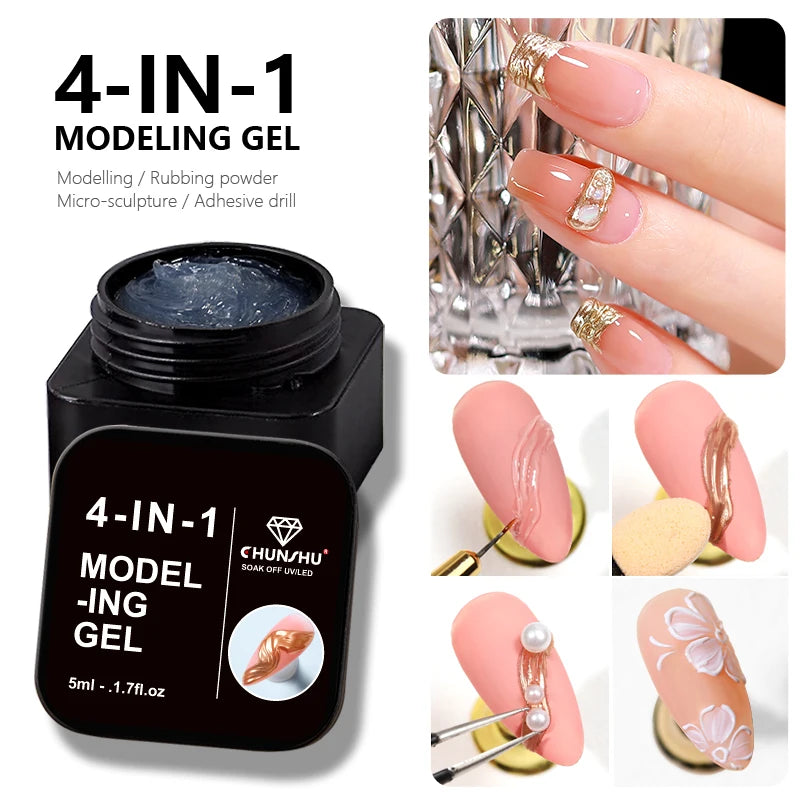 CHUNSU 3 In 1 Spider Gel Nail Polish No Wipe Functional UV Gel Creative Wire Drawing Liner Soak Off Magic Powder 5ML Clear  DIY