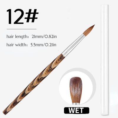 Prue Kolinsky Acrylic Nail Brush Oval Round Head Spliced Wood Handle Professional Salon Quality for Acrylic Powder Size 8-20#