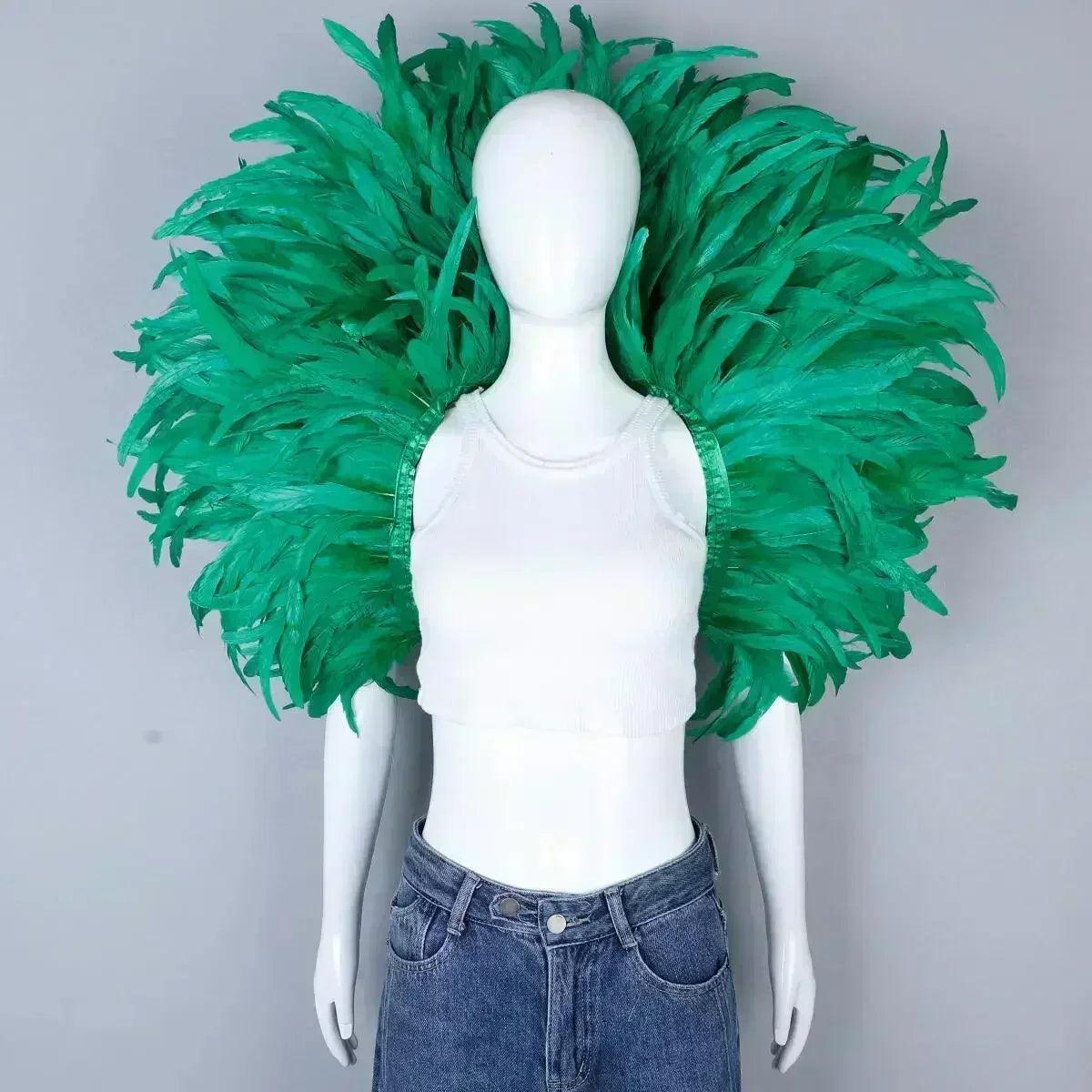 Designer feather scarf (punk halloween carnival masked ball party)accessory