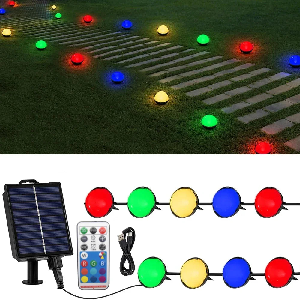 Solar Outdoor Landscape Lighting 25 LED 10M Pathway Lights with Remote for Patio Pathway Lawn Yard Driveway Walkway Driveway