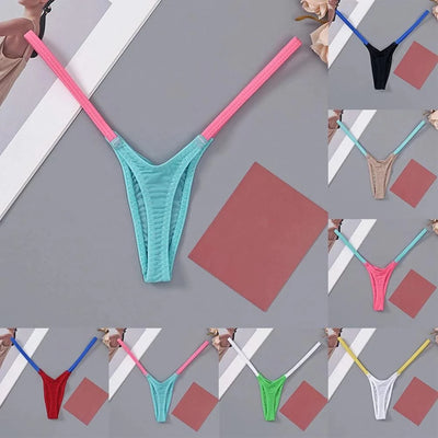 Womens Soft T-Back Sexy Underwear Breathable T-Pants Thin Straps Low Waist Multicolor Stitching Sexy Lingerie Pack Women Thongs