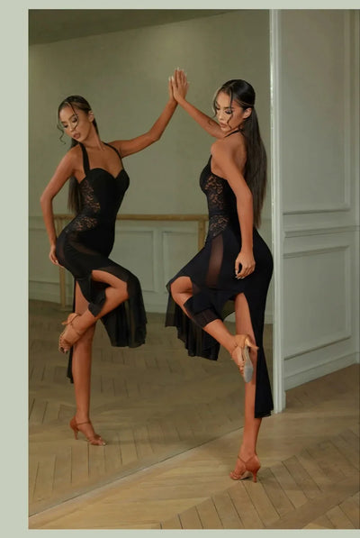 UK Latin Dance Dress-Vintage Style Practice Dress with Built-in Underwear&Elegant Design for Women Ballroom dance costumes