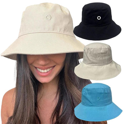 Women Fisherman Hats Sunscreen Hat Travel Beach Hat Solid Color Girls Outdoor Sun Cap
