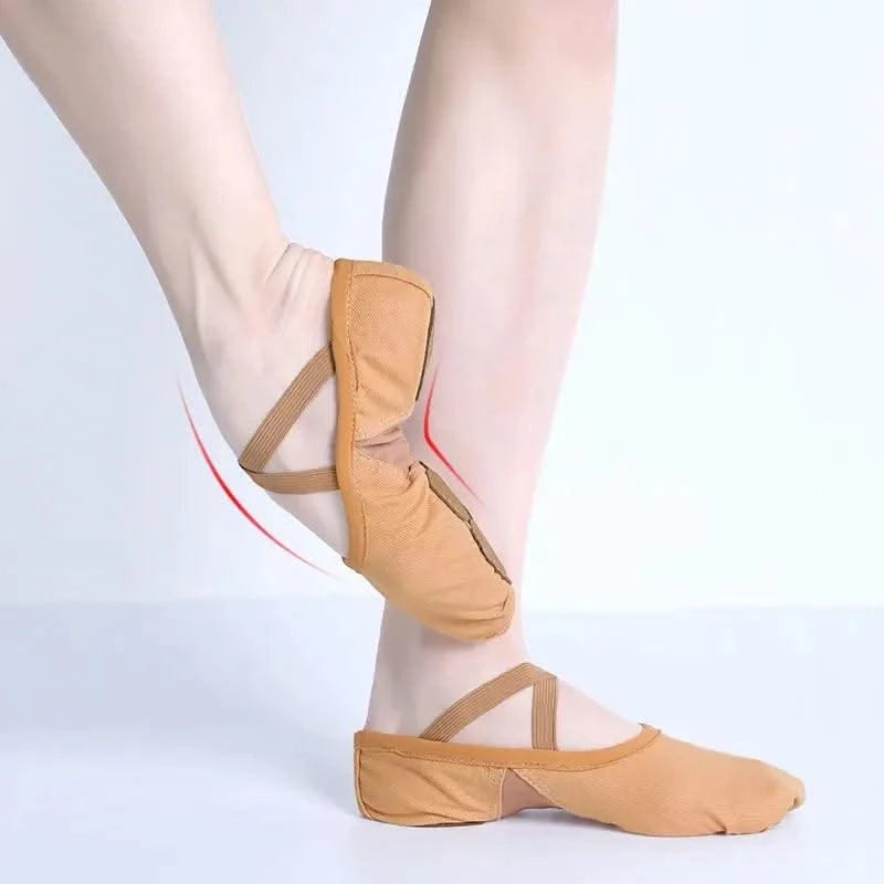 Zapatos de Ballet para mujer y niña, zapatillas de baile de la academia de baile, suela dividida suave, tela elástica