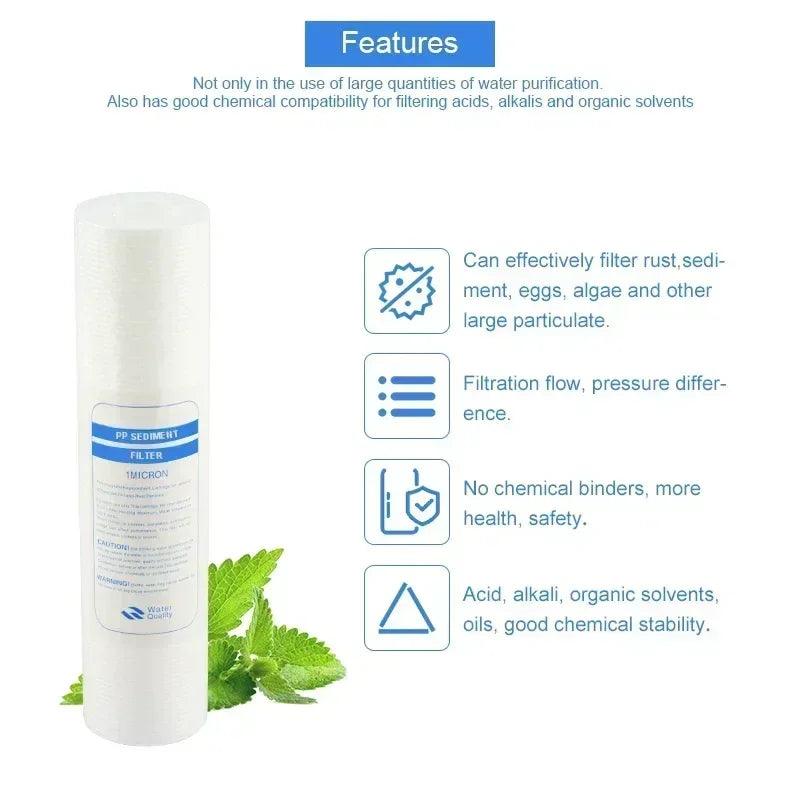 Atwfs water purifier 10 inch 4pcs 1-micron sediment filter cartridge pp cotton system