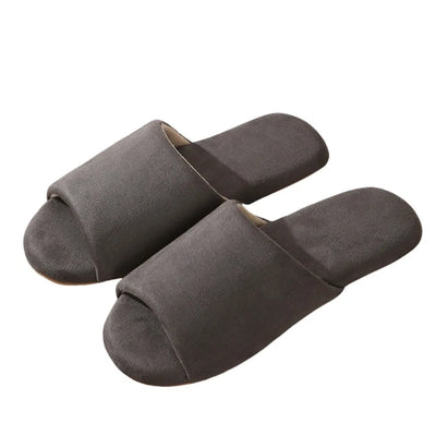 Fashion Japanese Style Suede Nap Slippers Open Toed Soft Silent Soles Slippers Casual House Shoes Indoor Slippers Women Female