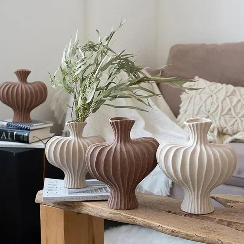 Creative ceramic vase living room desktop ornament flower arrangement dried retro decor home