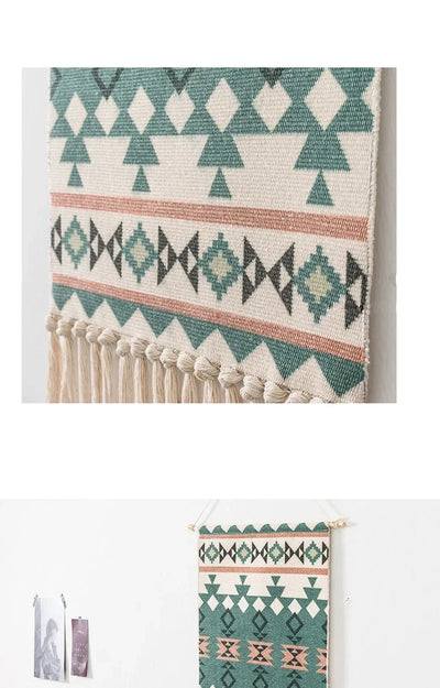 Home decoration Bohemian Tapestry Wall decor aesthetic room Tassel Macrame Hanging Art geometric Woven Cotton Handmade Linen for