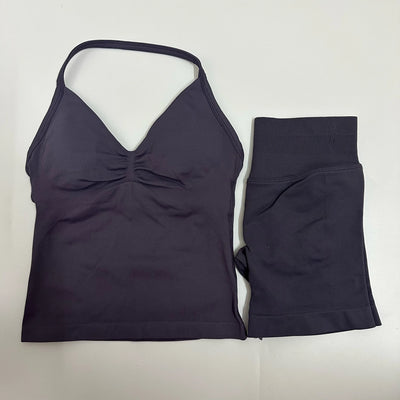 Women Yoga Set Seamless Yoga Longline Strappy Tank Top