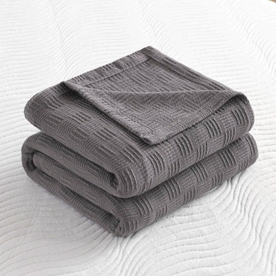 100% Cotton Plaid Weave Blankets Single Double Queen King Size Lightweight Soft Blanket for All Season Bedspreads for Bed Sofa