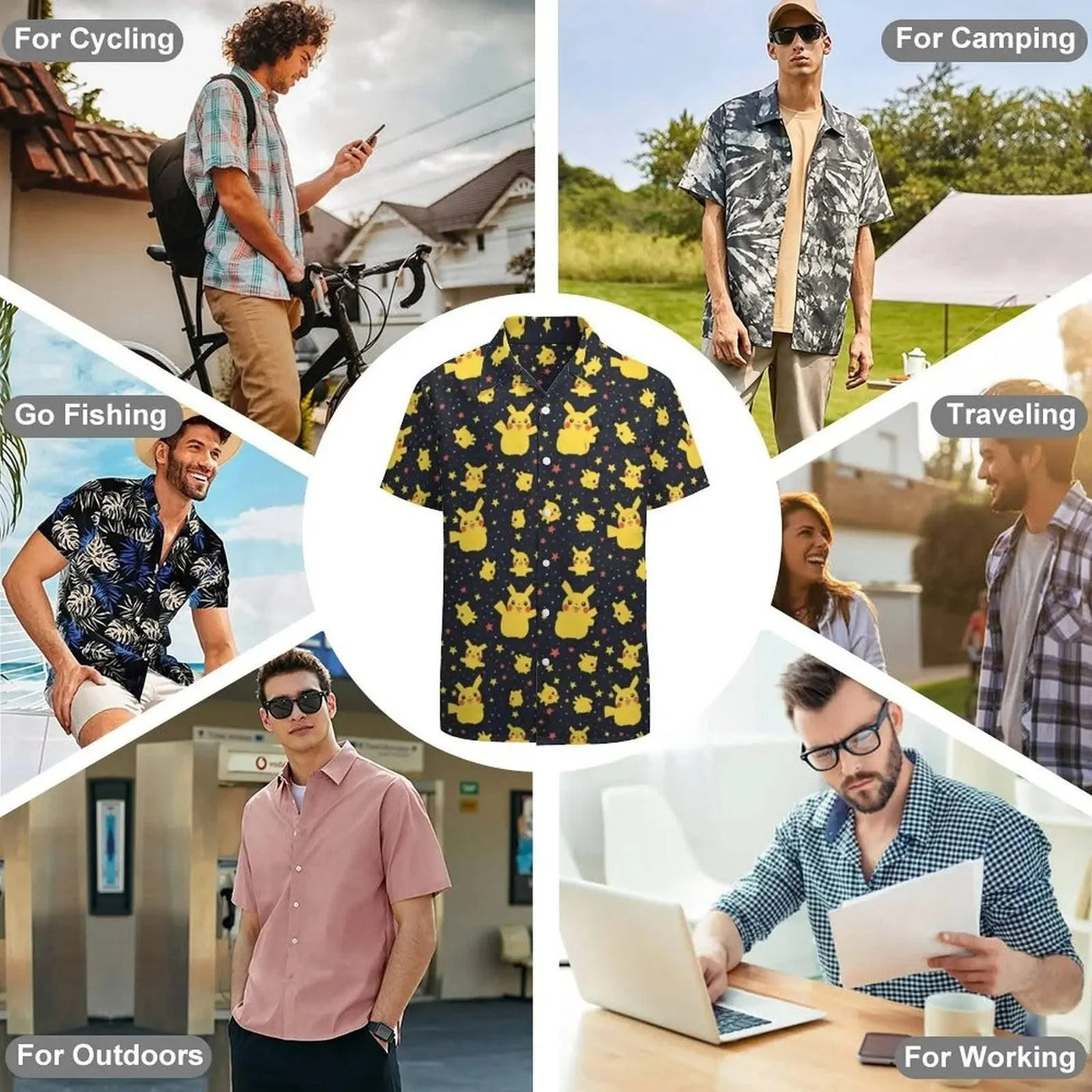 Summer Men's Shirt Cute Animal Print  Shirt
