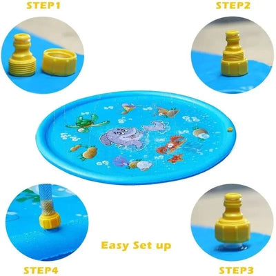 Baby Play Water Games Mat - 100cm Children Beach Pad, Outdoor Inflatable Spray Water Sprinkler