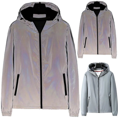 Men Summer Outdoor Reflective Jackets Thin Lightweight Loose Large-Sized Sun-Protective Clothing Waterproof Windbreaker Jackets