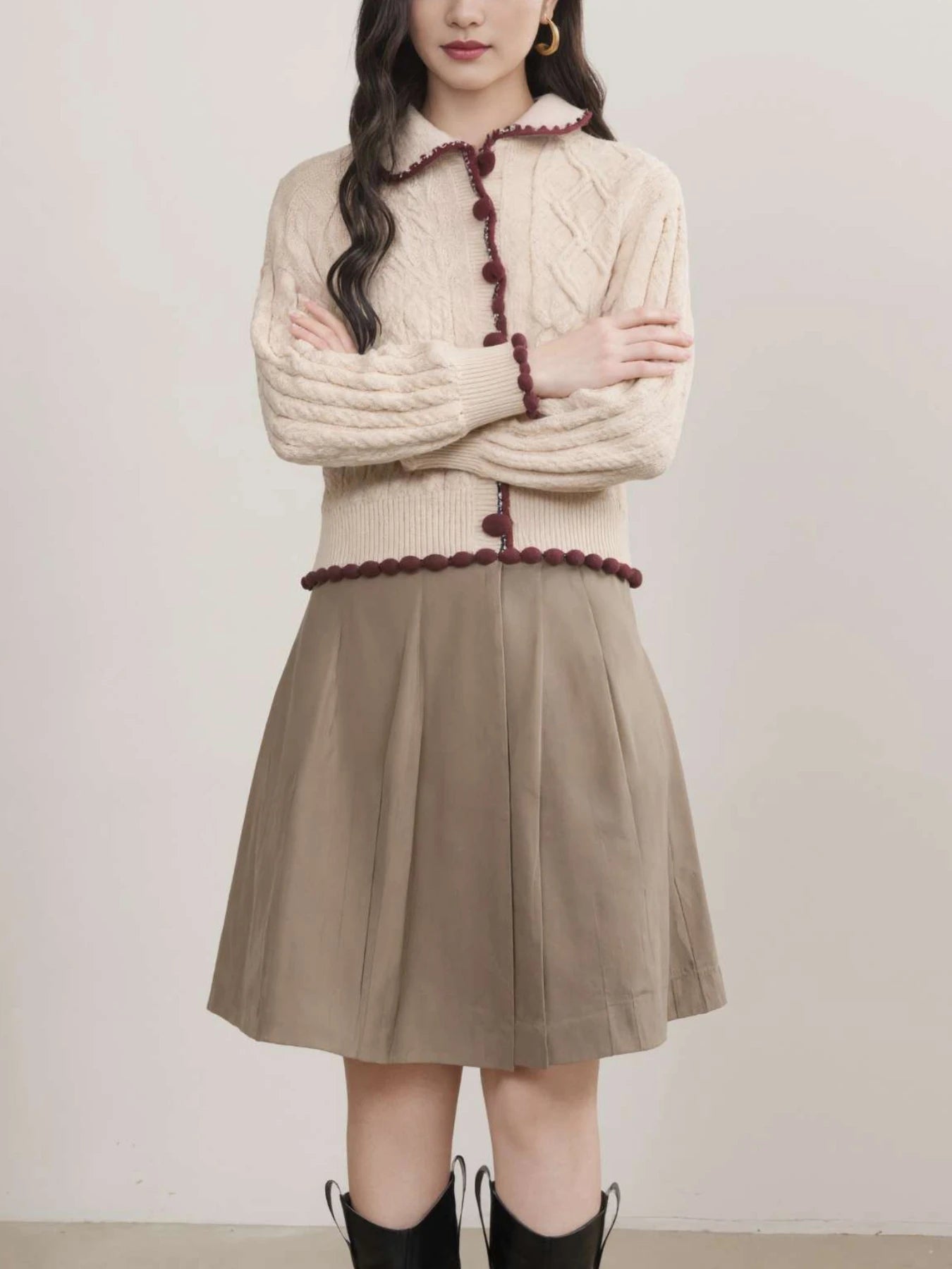 Autumn and Winter New Knitted Jacket for Women, Casual Simple Chic Versatile Sweater for Women, Jacquard Lapel Knit Cardigan, Women's Clothing for Outings and Dates